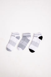 Boys’ Cotton Socks Pack – White, Grey & Black (3 Pairs)